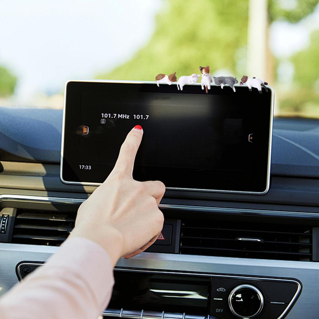 5 Pieces Healing Anti-Loneliness Cat Figurines Resin Desktop & Car Companion with Non-Slip Base Creative Gift for Birthdays