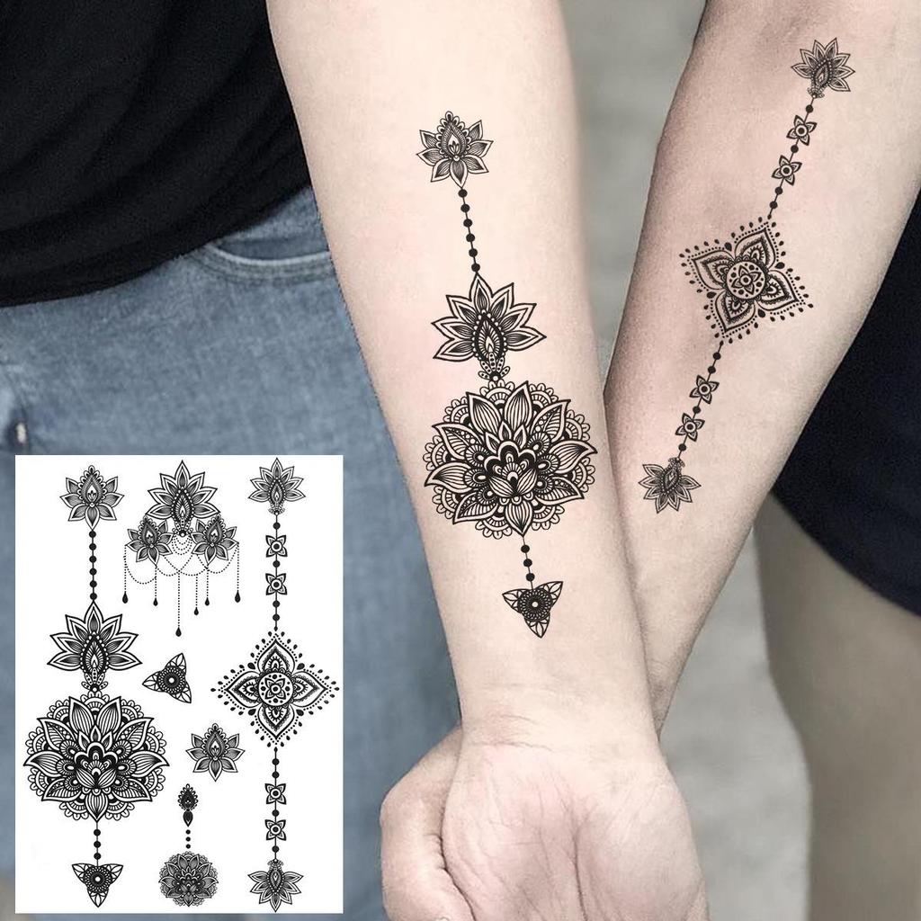 Cross Henna Art Temporary Tattoo Sticker for Arm and Neck