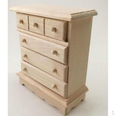 Drawer Cabinet Dollhouse Wooden Cottage Miniature Collection Accessories Furniture Shelf Room
