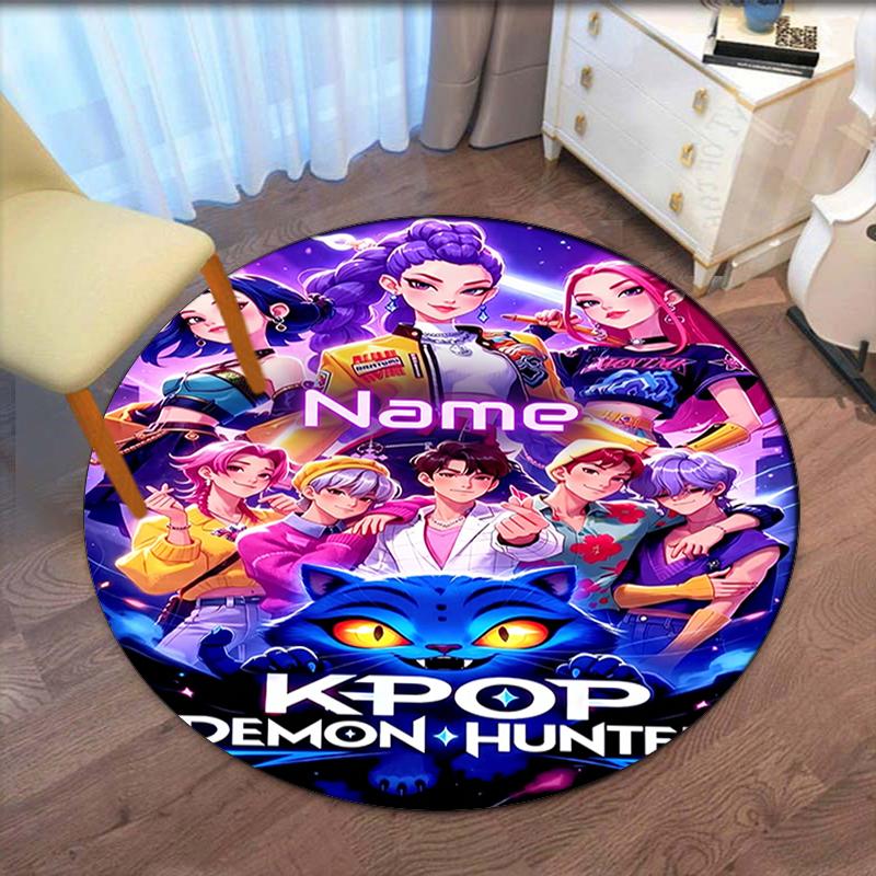 Individualus vardas KPop Demonų Medžiotojai Spausdintas Apvalus Kilimas Kilimas Kėdės Kilimas Plotinis Kilimas Prieškambario Durų Kilimėliai, Biuro Kėdei Svetainei Miegamajam Virtuvės Kambariui.