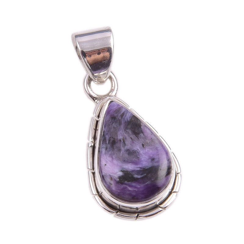 Natural Charoite Gemstone Handmade 925 Solid Sterling Silver Pendant 1.25'' u1O39