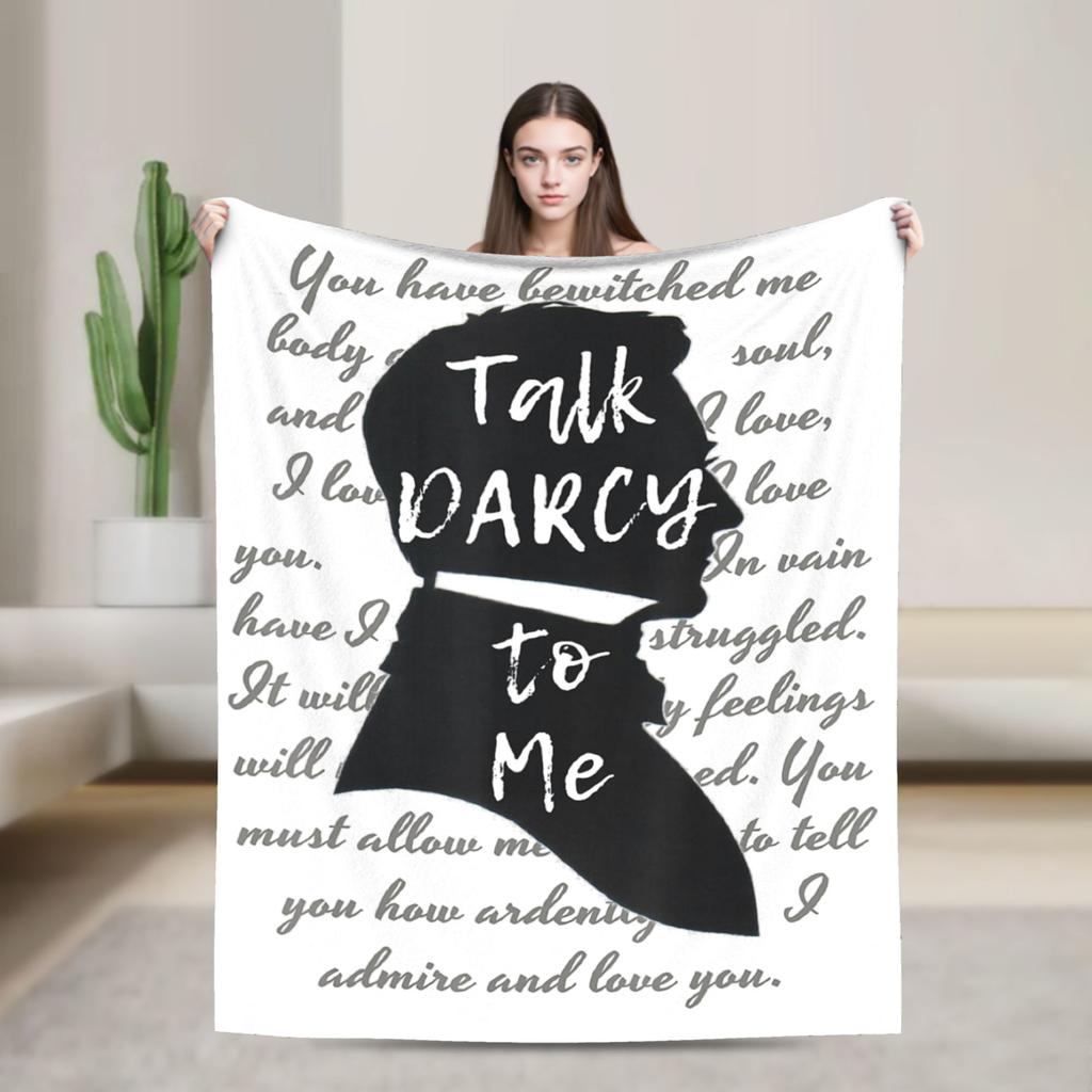 Jane Austen Pride and Prejudice Flannel Blanket Obstinate Headstrong Girls Vintage Throw Blankets for Home 200x150cm Lightweight