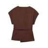 2025 Summer Women's European & American Style V-Neck Lace-Up Top + Pleated Pants Set