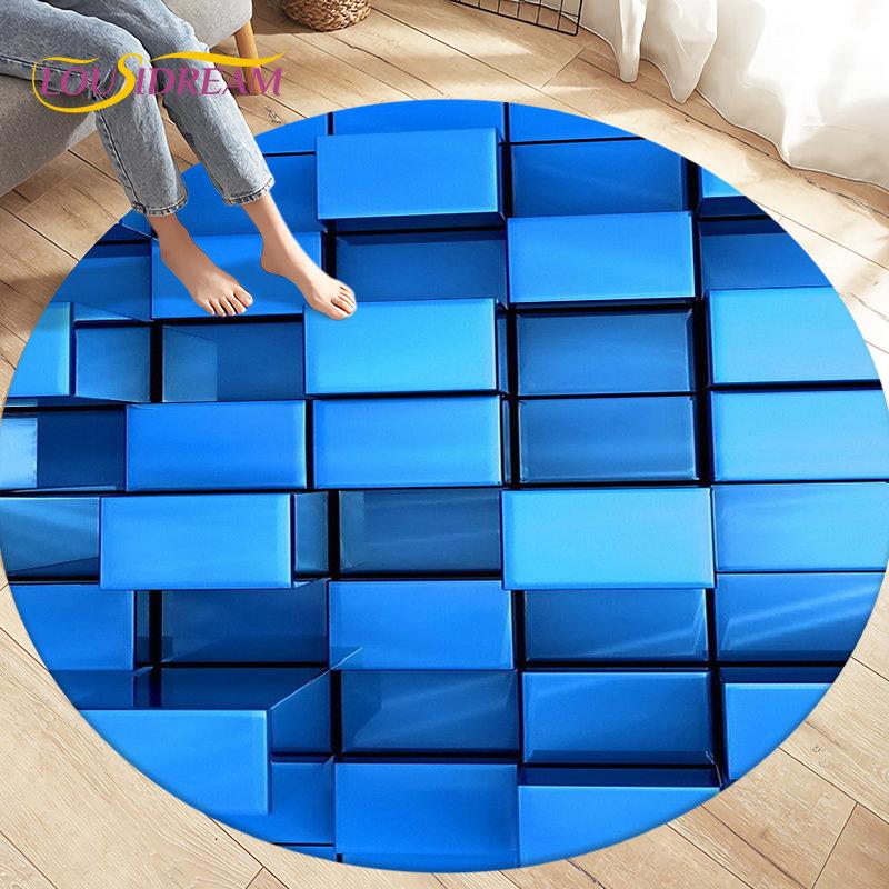 Tappeto per area illusione visiva geometrica astratta 3D Tappeto grande, rotondo per soggiorno, camera da letto, divano, decorazione, tappetino antiscivolo