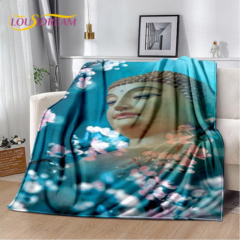 Buddha Sakyamuni Buddhisme Tro Religion Blødt Plys Tæppe, Flanel Tæppe Kastetæppe til Stue Soveværelse Seng Sofa Bed