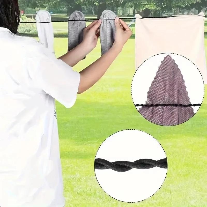 1Pcs Retractable Hanging Rope With Suction Cups & Hooks Elastic Travel Clothesline Convenient Laundry Accessory For Trips