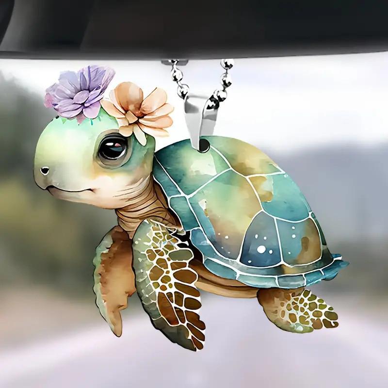 Turtle Acrylic Colorful Car Interior Pendant For Turtle Lovers Cute Cartoon Style