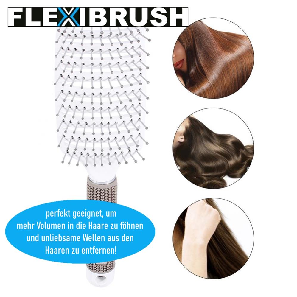 FLEXIBRUSH Anti-Pull Hairbrush Detangler Brush Head Massage Comb Detangling