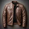 Men's Winter Motorcycle Style Men's Leather Fashion Slim Fit Jacket Men's Jacket Thickened