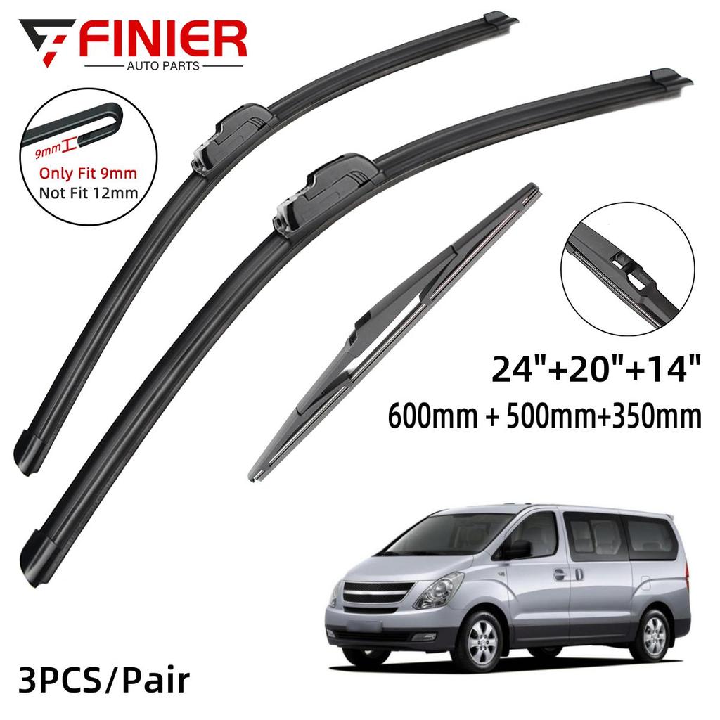 3 buc lame de ștergător pentru Hyundai Starex H-1 2008-2022 24" 20" 14" potrivite pentru parbriz față, parbriz, ferestre, perii de tăiere, accesorii 2015 2016 2017 2018