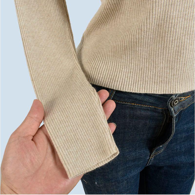 European Goods Shoulder Long sleeve Knit Women Autumn and Winter Fashion round Neck Mouth Contrast Color Slim fit Bottoming Shirt Inner wear Chic Top