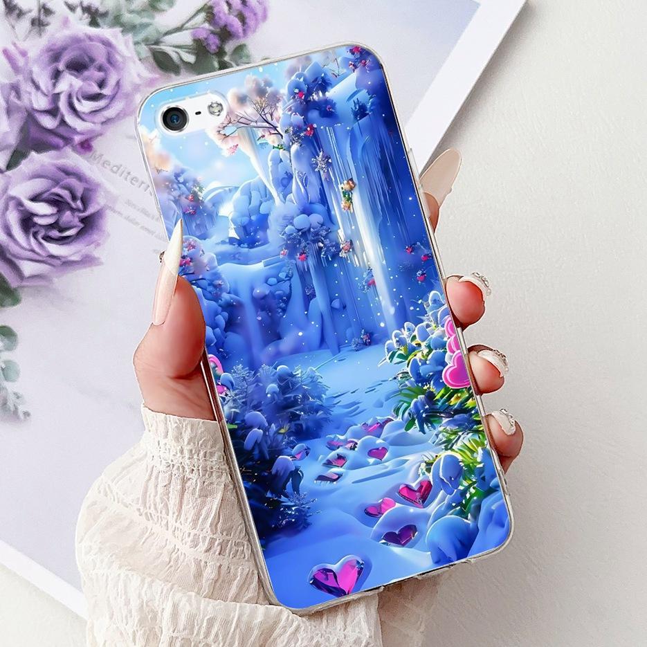 Für Apple iPhone 5 5S Hülle iPhoneSE Luxuriöse Bemalte Blumenhülle Weiche Silikon-Handyhülle Für iPhone SE 2020 2022 iPhone5 Fundas