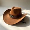 Popular Western Cowboy Hat Men's and Women's Retro Ethnic Style Big-brimmed Knight Hat Suede Cowboy Hat