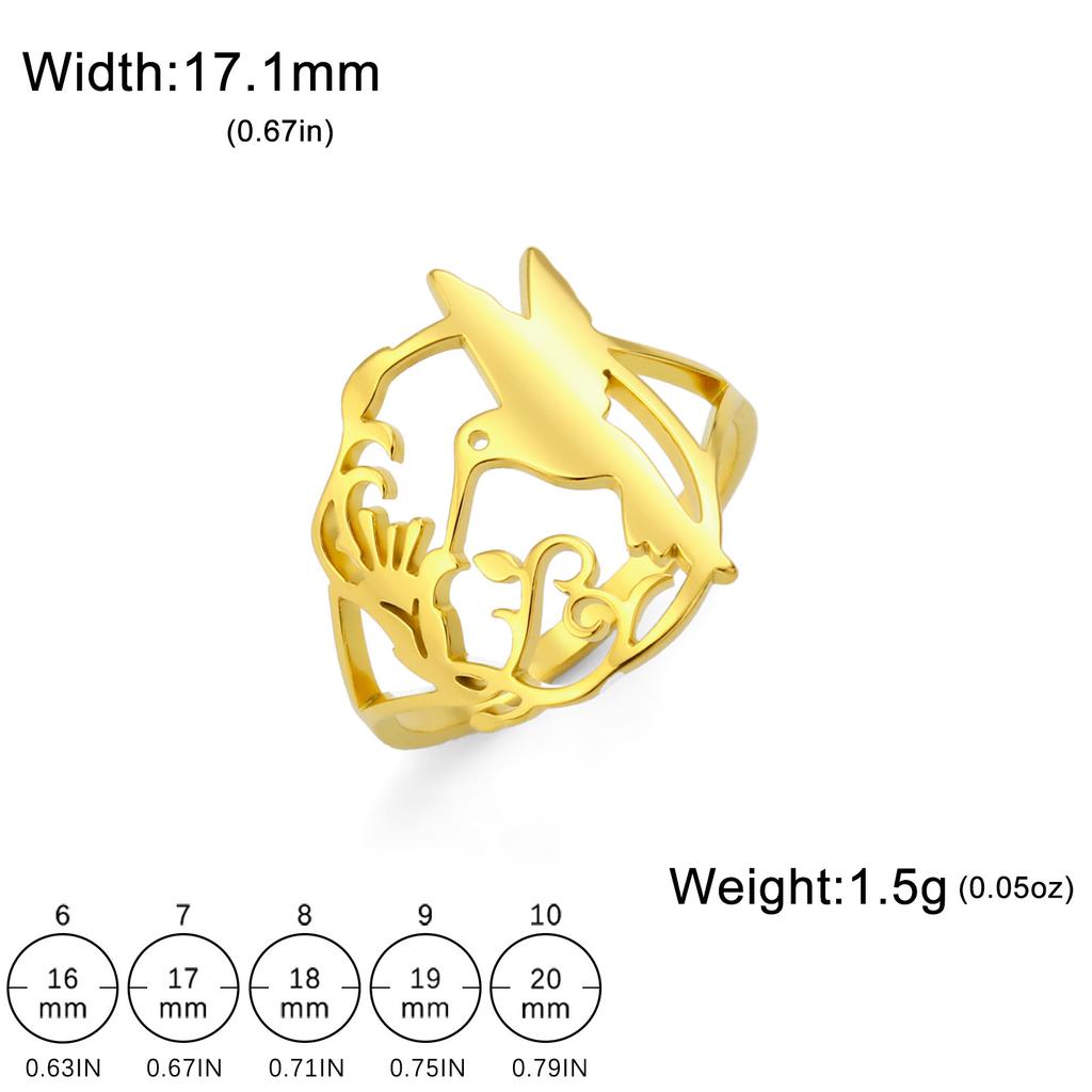 Skyrim Hummingbird Flowers Ring Women Stainless Steel Finger Rings 2026 Trendy Bird Animal Jewelry Birthday Gift Wholesale