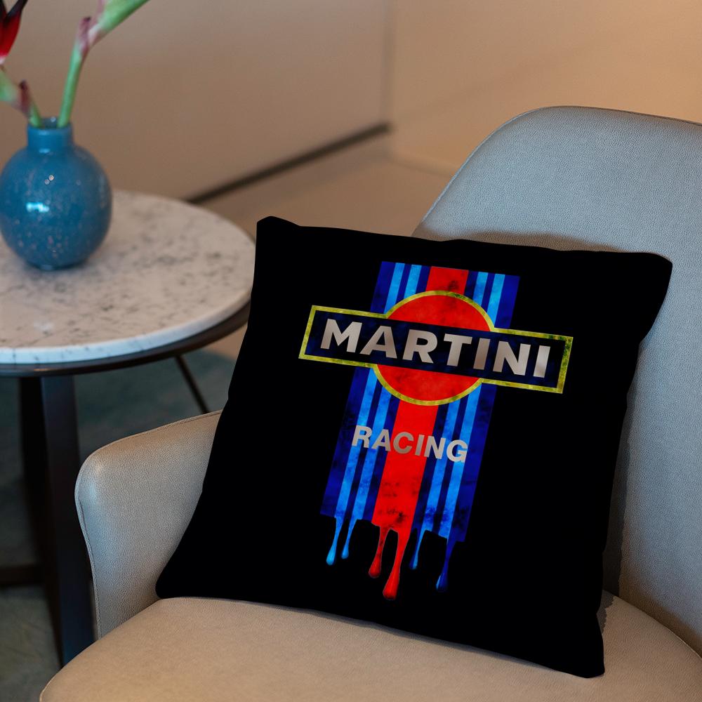 Racing Martini Stripe Cushion Cover 2-in-1 Reversible Plush Pillow Cover | Car/Sofa/Bed | Perfect Gift