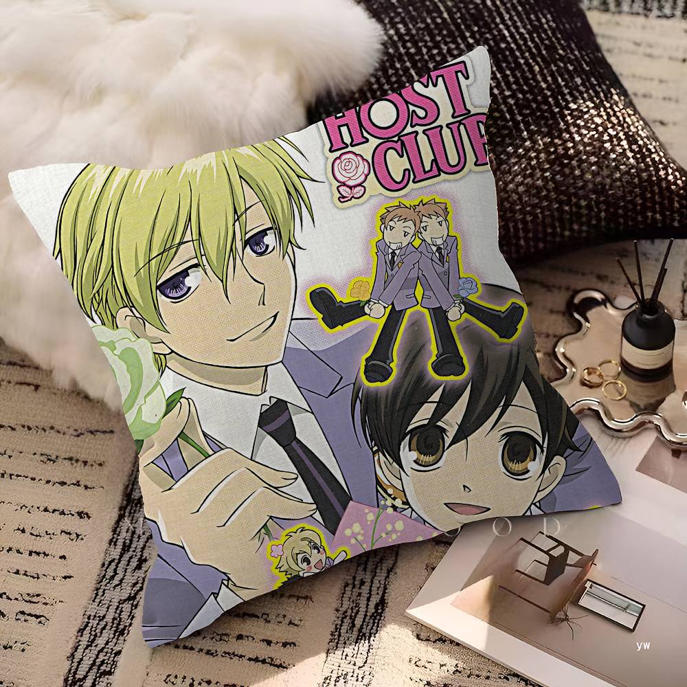 Classics Anime Ouran High School Host Club Pillow Covers Cartoon Sofa Home Double-sided Printing Short Plush Cushion Cover