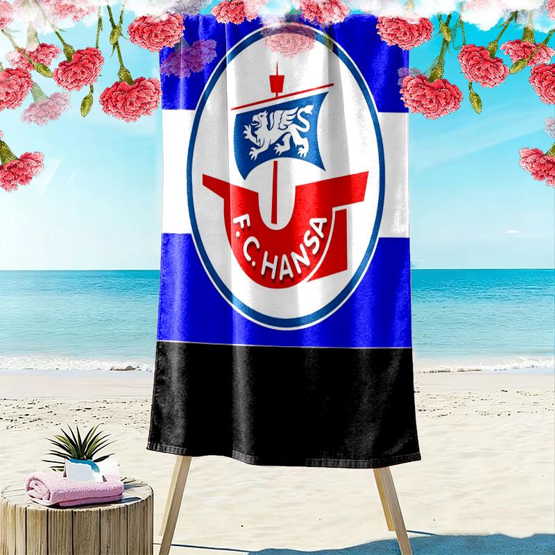 Asciugamano da Spiaggia Stampato FC Hansa Rostock, Asciugamano Grande Morbido Asciugatura Rapida per Spiaggia Campeggio Nuoto