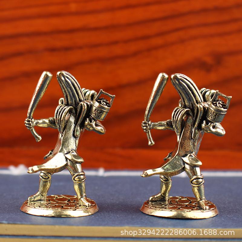 Pirinç Anime Muz Gitar Çalar Figürin Vintage El Yapımı Pirinç Samuray Muz Erkek İçin Heykeller Ev Ofis Koleksiyonluk Dekor