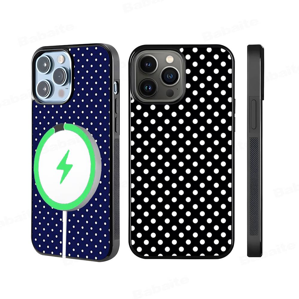 Luxury Polka Dots Phone Case Magnetic Case For IPhone 16 14 13 12 11 15 Pro Max Plus For Magsafe Wireless Charge Cover