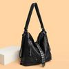 Elegant Shoulder Bag Large Capacity Elegant Solid-Color Rivet Messenger Bag Travel Shopping Retro Bags New Handbag