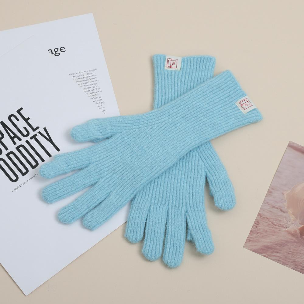 Gants d'Automne et d'Hiver en Laine Vierge pour Femmes En Hiver Doux Coréen Laine Étiquetée Tricotés Chauds et Froids Écran Tactile