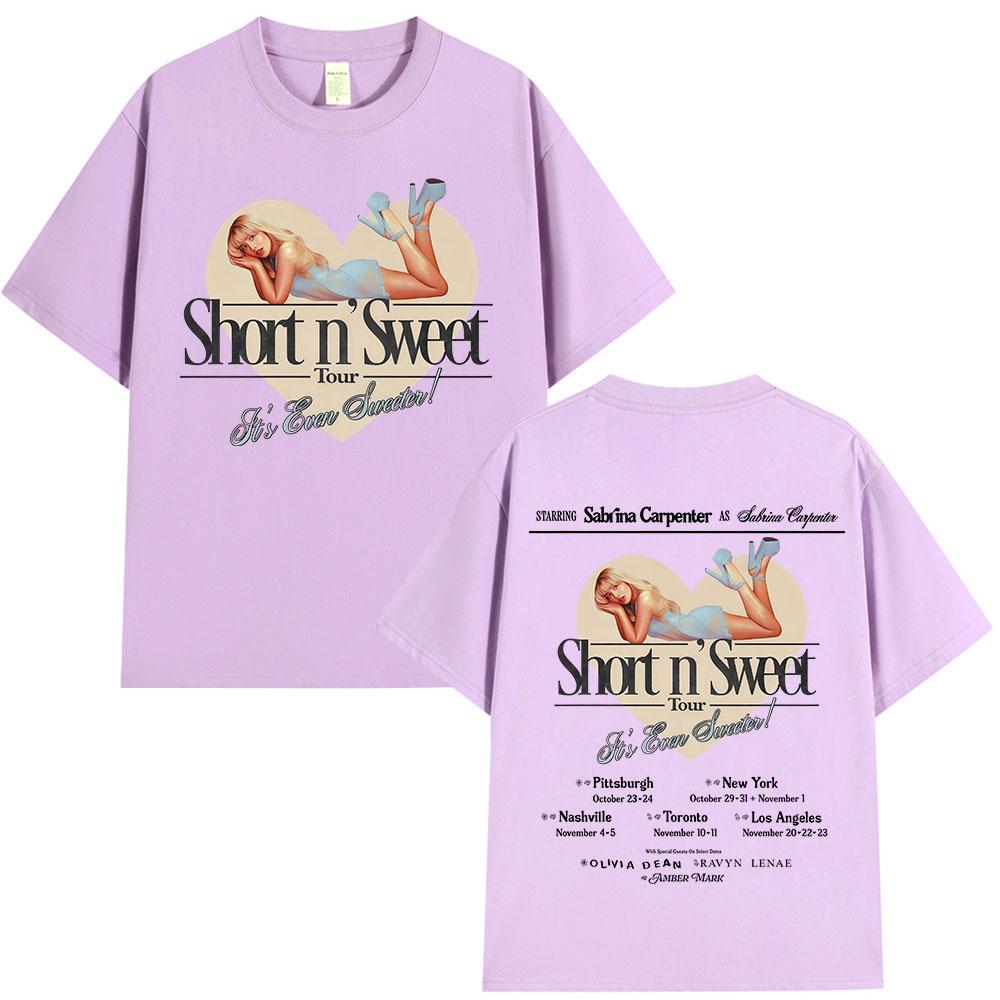 Sabrina Carpenter Short N Sweet Tour 2025 T Shirt Unisex Women Clothing Fashion Aesthetic Tshirts Cotton Loose Tshirt Streetwear