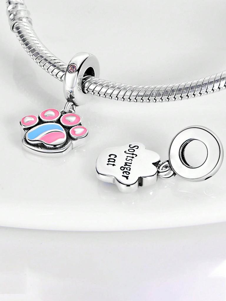 Pink High-Heeled Cat Claws Beads Charm Copper Plated Fit Charms Copperoriginal Bracelet For Jewelry Making Diy Charm