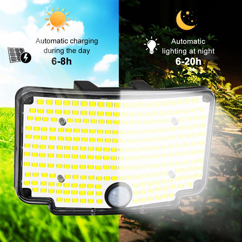 Solar Security Light Outdoor Garden 243 LED Solar Dual PIR Motion Sensor Light 3 Modes Solor Powered Wall Lights for Garden Fenc