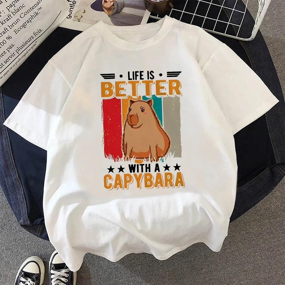 Cute Capybara Clothing T-Shirt Women Vintage T Shirt Casual Anime Top Tees T Shirt Manga Women Female Graphic Tee