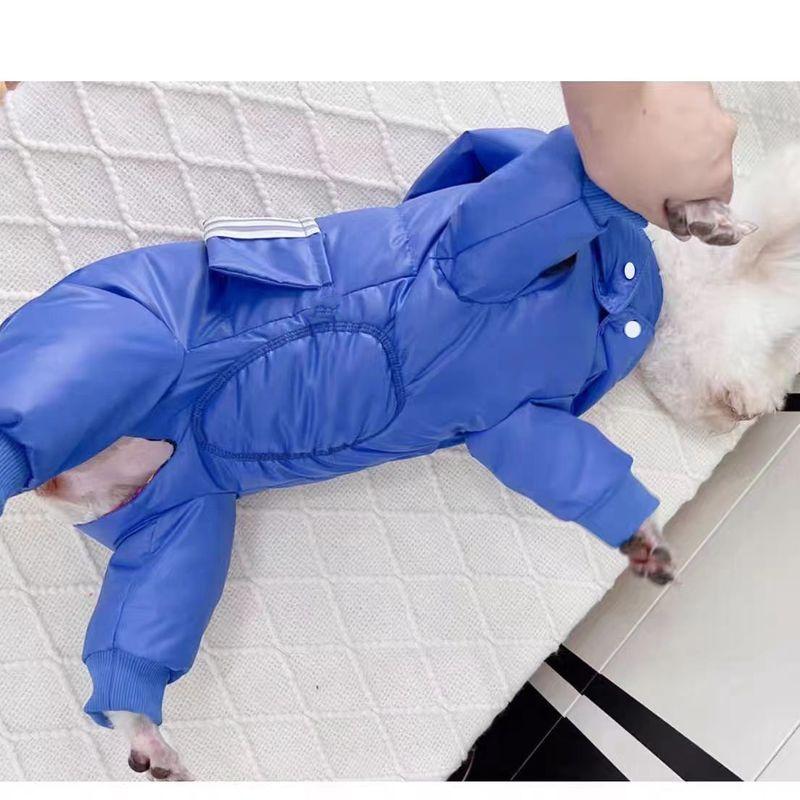 BXX Thick Belly‑Wrap Down‑Cotton Four‑Legged Dog Jumpsuit, Anti‑Static Cold‑Resistant Coat With Harness Hole for Small Dogs