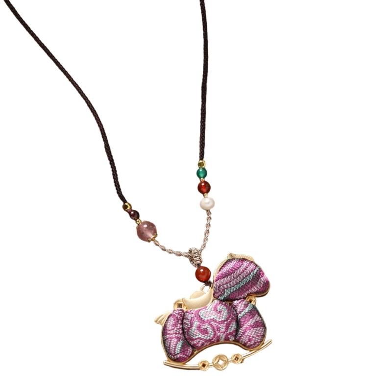 Women's Vintage Inspired Long Handmade Alloy Necklace Featuring Horse Charm Pendant for Sweater Fashion and Casual Wear