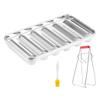 Stainless Steel Sausage Mold 6 Cavity Hot Dog Mold for Home Cooking Non-Stick Baking Tool for Kids Food Sausage Maker with Lid