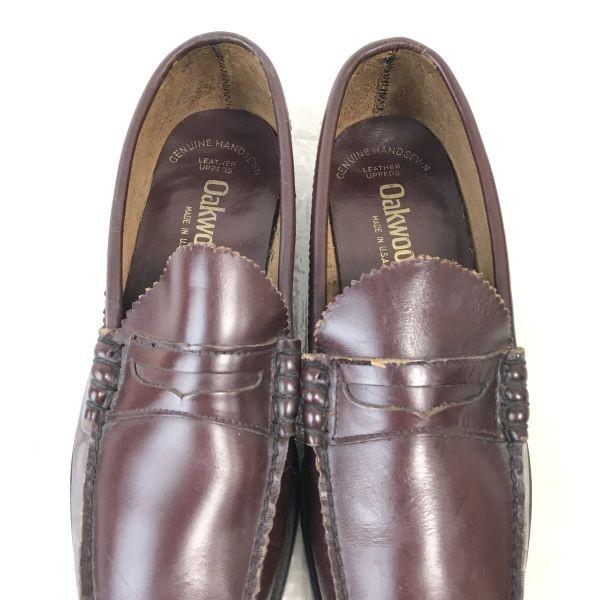 80er-90er Made in USA Oakwoods Echtes Leder Mackay Penny Loafer Herren 26.5-27.0 Rotbraun(GEBRAUCHT)