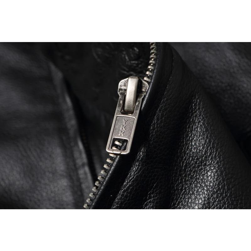 Chinesische Größe Schwarze Motorradjacken Echtes Rindsleder Mäntel Herren Lederjacke Fahren Bikerjacken Für Herren Kleidung Winter