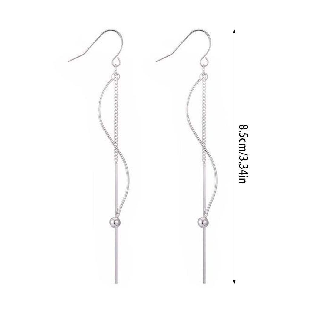 2 Pieces Silver Ear Hook Bead Long Earring Jewelry Dangle Universal Fashion Accessory Earrings for Party Wedding