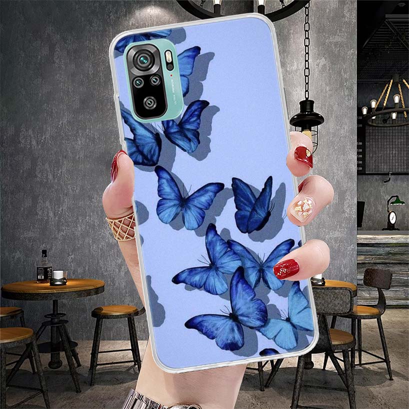 Blue Butterfly Beautiful Wing Soft Phone Case For Xiaomi Redmi Note 15 14 14S 13 12 Pro Plus 12S 11 11S 11E 10 10S 11T 5G Fundas