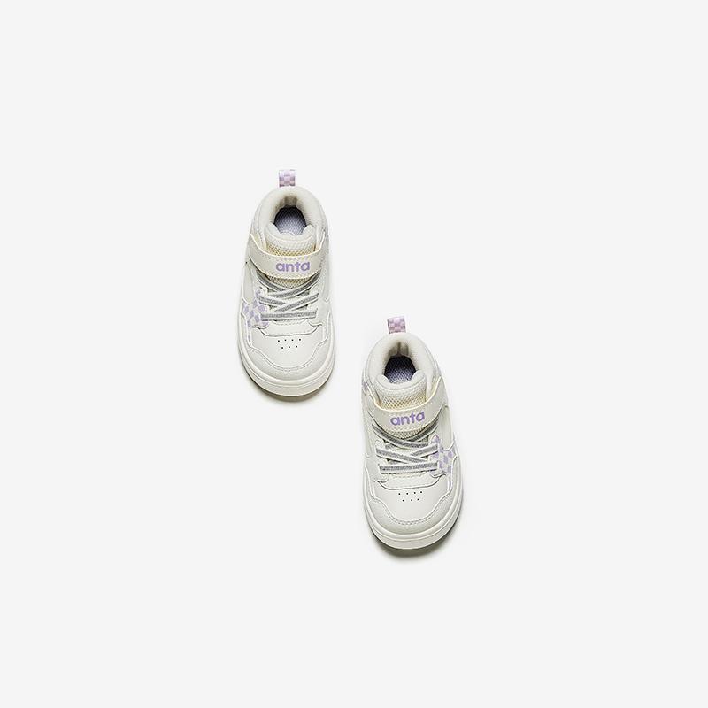 Anta Kids Synthetic Leather Fashion Versatile Lightweight Shock Absorbing Waterproof High-Top Walking Shoes Baby Shoes A22440050-1