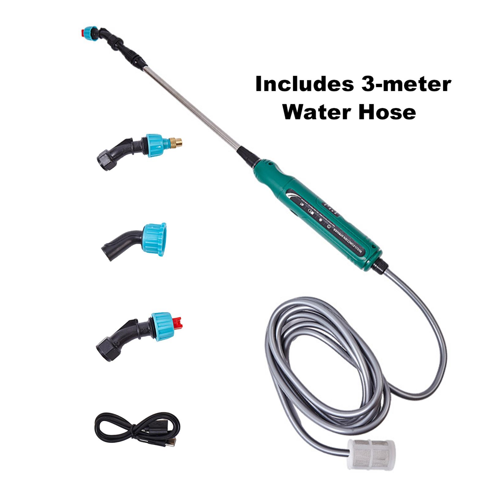 31 Inch Battery Powered Sprayer Wand Rechargeable Electric Sprayer Telescopic Wand with Hose 3 Mist Nozzles for Lawn and Garden