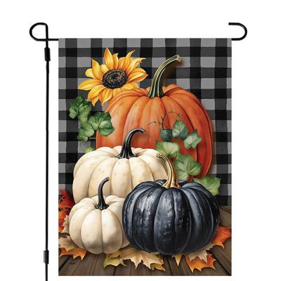 Briarwood Lane Fall Checkered Pumpkins Garden Halloween Flag