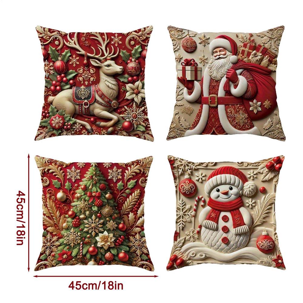 Holiday Pillow Covers 3D Visual Effect Decorative Cushion Pillowcases Christmas Decorative Throw Pillow Covers for Holiday