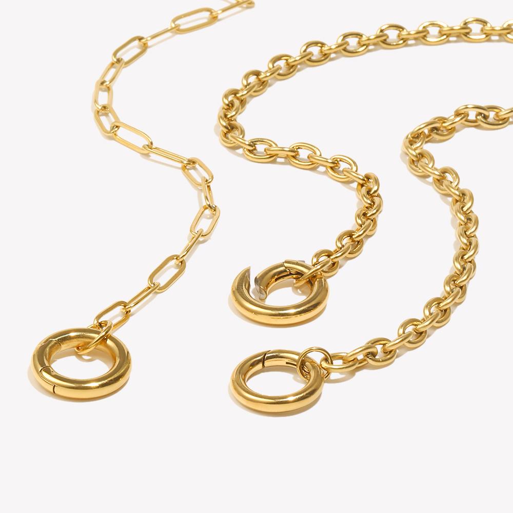 E.B.belle Runde Federstecker Halskette Edelstahl O-Kette 18 Karat Vergoldet Für DIY Schmuckherstellung Zubehör