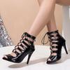 Fashion New Sexy Women Black High Heels Peep Toe Boots Lady Shoes Latin Dancing Outdoor Sexy Stilettos Booties Hollow out