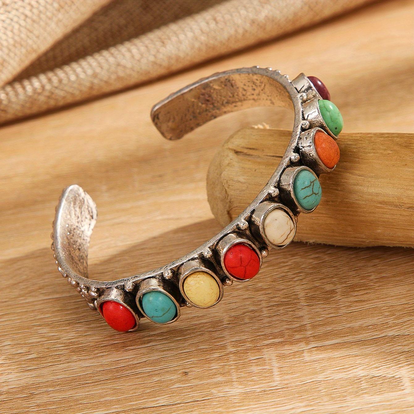 

Красочные бирюзовые манжеты в стиле бохо, браслет в винтажном стиле, ручные украшения Ladies Bracelet