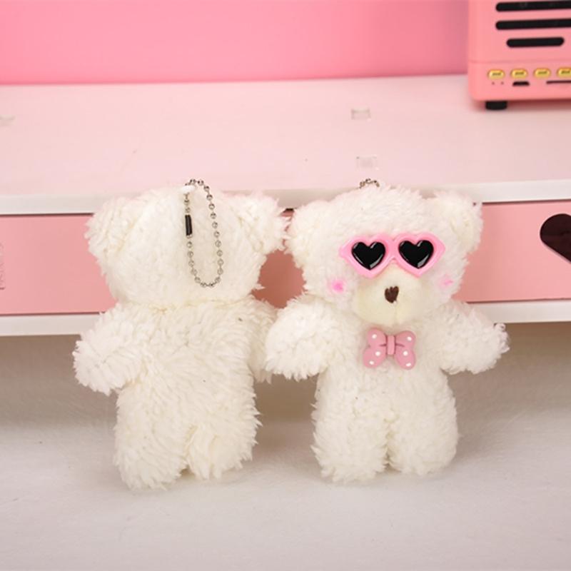 Cute Plush Bear Keychain Cartoon Blush Bear Pendant Keyring Animal Toy Couple Key Rings Hanging Ornament for Phone
