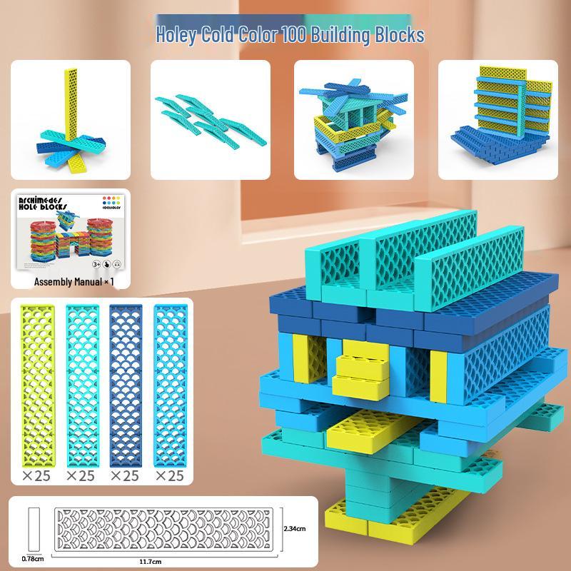 Akiki Creative Educational Building Blocks Set for Kids - Rice Hole Sticks for Stacking and Construction Play