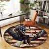 1pc American Flag Eagle Round Chair Mat Office Area Rug - Non-Slip, Floor Mat for Office, Bedroom, Ideal Home Decor Gift C0112121