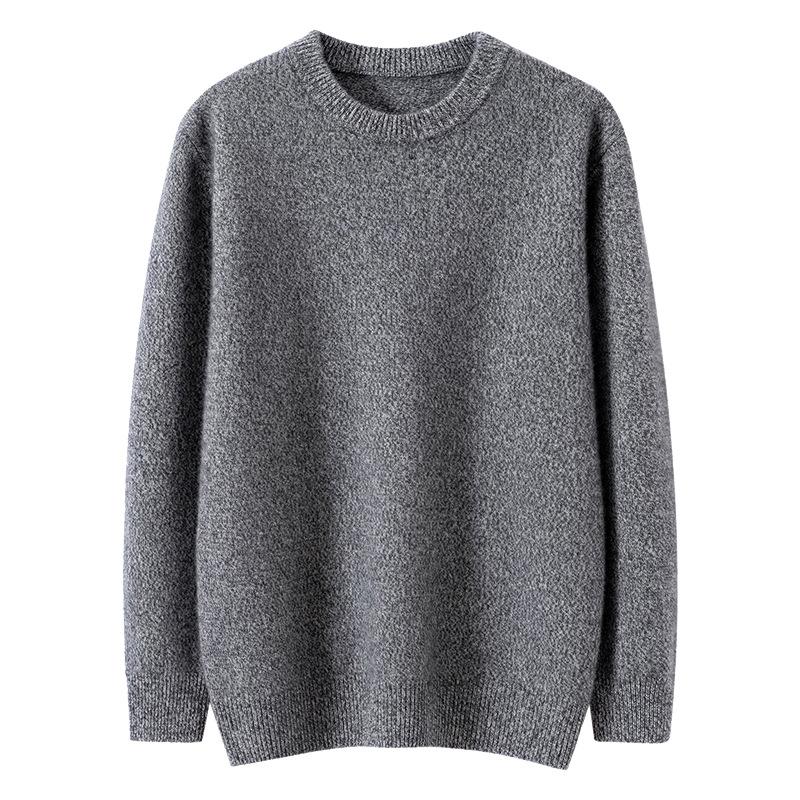 Simple and versatile cashmere shirt pullover crew neck yarn knitted warm sweater