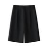 Damen Schwarze High-Waist Casual Shorts - Frühling/Sommer 2025, Locker Schlankmachend Drapierter Gerader Beinverlauf, Fünf-Punkt-Hose
