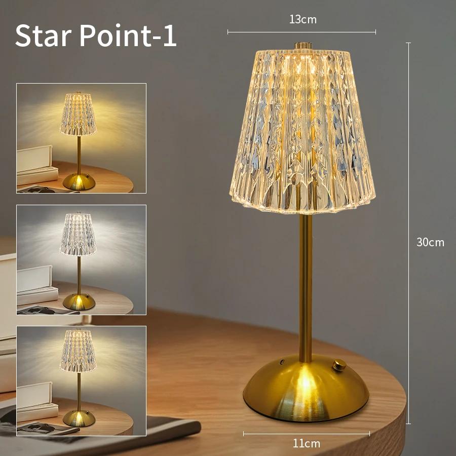 Kristall Retro Tischlampe Wiederaufladbar Touch-Schalter Sensor Schreibtischleuchte 3 Farben Dimmbar Für Schlafzimmer Hotel Restaurant Dekor Beleuchtung