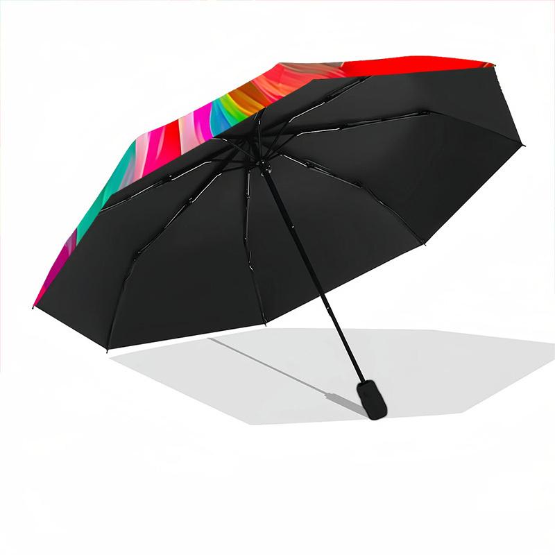 1pc Colorful Abstract Painting Automatic Folding Umbrella - Portable Collapsible Design, 8-Rib Iron Frame, Durable Fabric yy251125130
